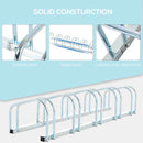 Silver Bike Storage Rack - Wall/Floor Mount, Locking, 6 Racks, 179L x 33W x 27H