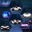 White 12V Kids Electric Ride-On Car with Remote Control and Music