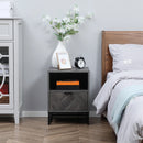 Dark Grey Bedside Table with Drawer and Shelf