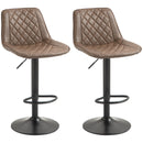 Brown Retro Swivel Bar Stools Set of 2, Adjustable Kitchen Chairs with Backrest