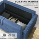 Blue Tufted Loveseat Sofa with Hidden Storage, 2 Seater Compact Couch