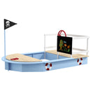 Blue Pirate Ship Wooden Sandbox for Kids