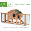 Wooden Chicken Coop with Run and Nesting Box - Large, 204 x 85 x 93cm (Brown)