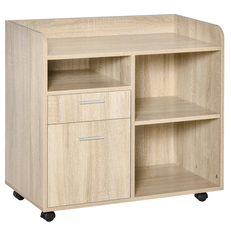 Oak 2-Drawer Printer Stand with Adjustable Shelves