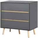 Dark Grey 3-Drawer Storage Chest for Bedroom & Living Room, 80x40x80cm
