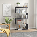 Black S-Shaped 5-Tier Bookcase - Modern Freestanding Storage Shelf (80 x 30 x 145cm)