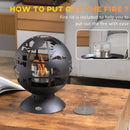 Black Globe Tabletop Bioethanol Fireplace with Lid