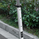 White Height-Adjustable Folding Urban Scooter with Rear Brake & Shock Absorption System