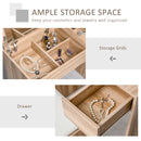 Natural Makeup Vanity Set with Mirror, Drawer, and Stool