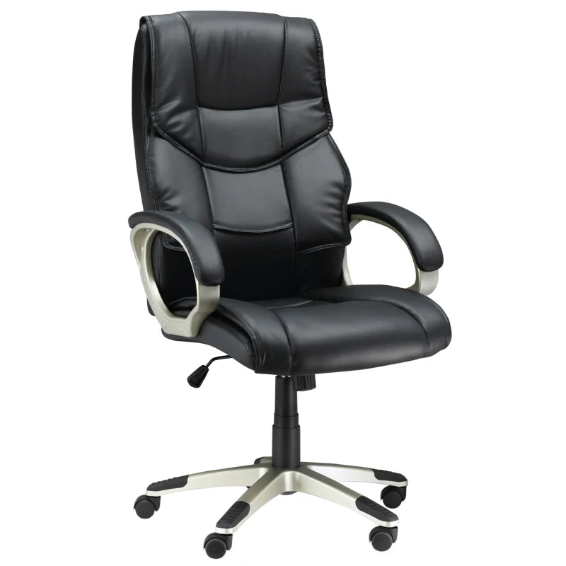 Black High Back Faux Leather Office Chair with Rocking Function