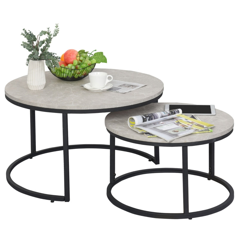 Modern Black Steel Nesting Coffee Tables Set