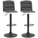 Dark Grey Fabric and Faux Leather Swivel Bar Stools Set of 2