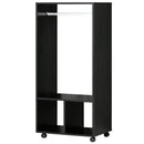 Black Mobile Wardrobe with Clothes Rail and Shelves