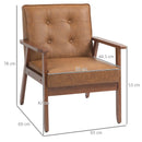 Brown Retro-Style Accent Chair with Faux Leather Seat