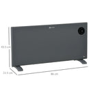 Grey Electric Convector Heater - Adjustable Thermostat, Timer