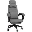 Grey Linen Office Chair with Reclining Back and Footrest