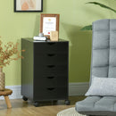 Black 5-Drawer Mobile Filing Cabinet - Modern Vertical File Organizer