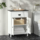 White Bathroom Storage Cabinet with Drawer and Double Doors