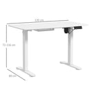 White Electric Standing Desk, Adjustable Height, 120x60cm