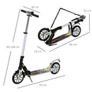 White Height-Adjustable Folding Urban Scooter with Rear Brake & Shock Absorption System