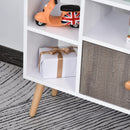 White Modern Multi-Shelf Bookcase with Cabinet - 6 Shelves, Wood Legs