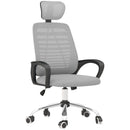 Grey Mesh Office Chair with Headrest, Lumbar Support & Armrest