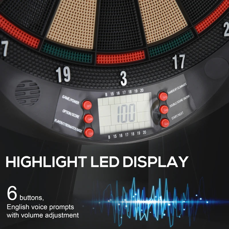 Electronic Dartboard Set with 26 Games in Black - 6 Darts Included