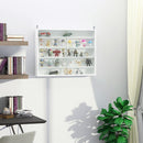 White 5-Tier Wall Display Shelf with Glass Doors - Adjustable Shelves - 60x80cm