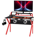Red Gaming Desk with Monitor Stand and Accessories, 120cm