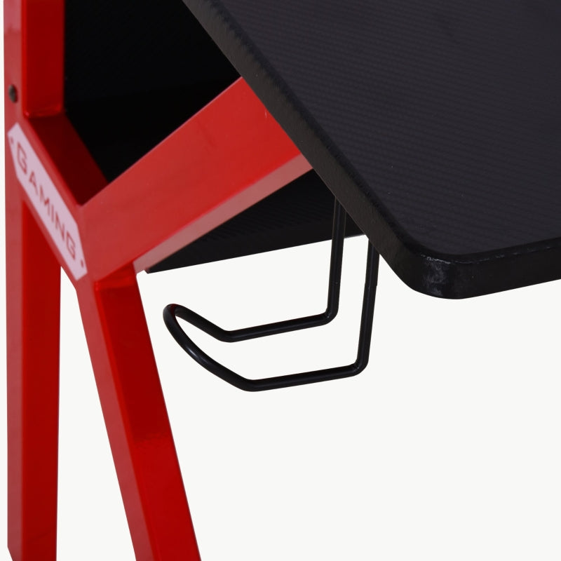 Red Gaming Desk with Monitor Stand and Accessories, 120cm