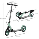 Foldable Kick Scooter for Teens - Black, Adjustable Handlebar, Dual Brake System