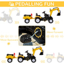 Yellow Kids Ride-On Construction Car with Horn and Trailer