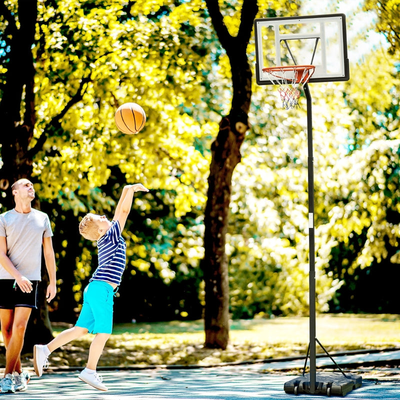 Adjustable Black Freestanding Basketball Hoop with Backboard and Wheels