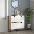 4-Drawer Natural Shoe Storage Cabinet for 16 Pairs