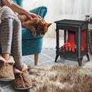 Black Electric Fireplace Stove with LED Flame Effect