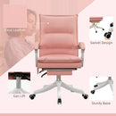 Vinsetto Pink Massage Office Chair with Heat and Footrest