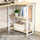 Oak Tone L-Shaped Folding Corner Desk with Storage Shelf