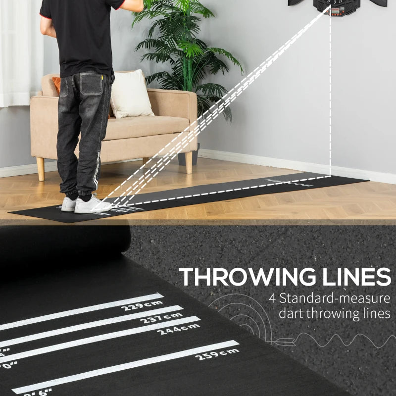 Rubber Dart Mat for Home and Club Use - 4 Throwing Distances - Black
