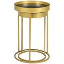 Gold Round Nesting Tables Set, Embedded Tabletop, Metal Frame - Living Room, Bedroom Side Table Duo