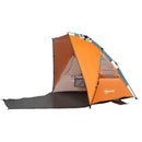 Blue Pop Up Beach Tent with Extended Porch and Mesh Windows