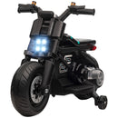 Black Kids Electric Motorbike with Siren, Horn, Headlights, Music & Training Wheels - Ages 3-5