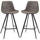 Set of 2 Dark Grey Microfiber Bar Stools with Steel Frame