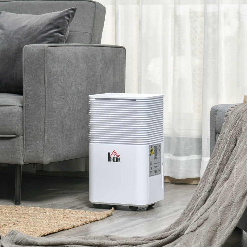 Portable Quiet 12L/Day Dehumidifier - Electric Moisture Air De-Humidifier (White)