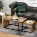 Black & Brown Metal Frame Nesting Side Tables Set for Living Room
