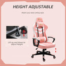 Pink Gaming Chair with Lumbar Support and Swivel Wheels