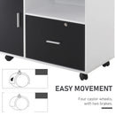 Black and White Mobile File Cabinet with Lockable Drawer and Shelf
