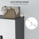 Grey 2-Door Wardrobe with Drawers and Hanging Rod for Bedroom