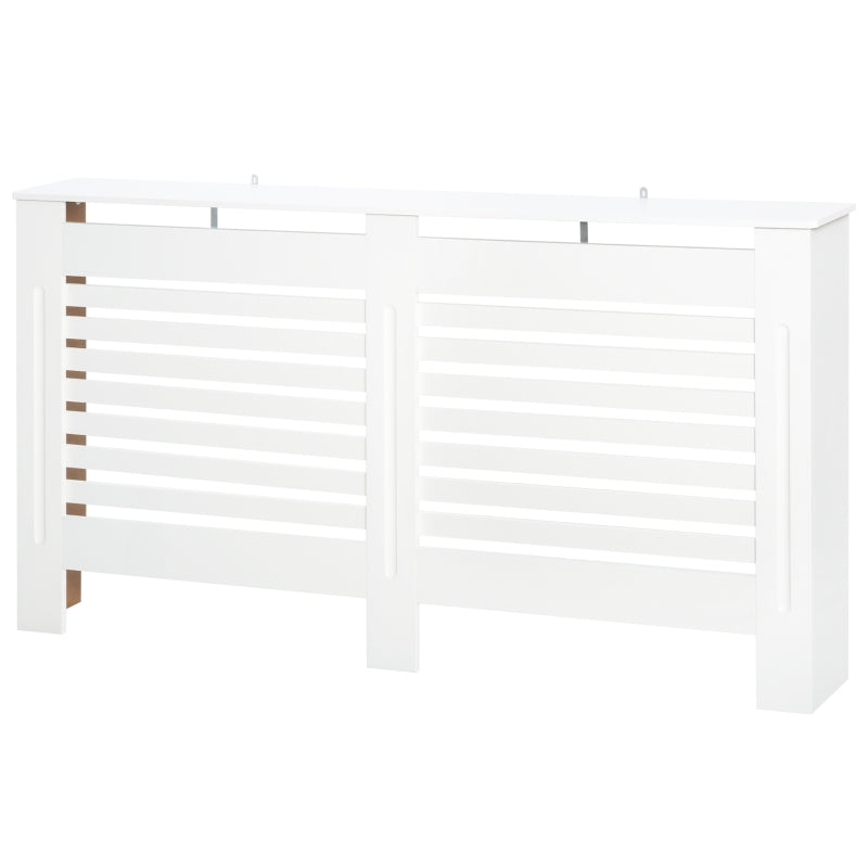 White Modern Radiator Cover with Horizontal Slats, 172 x 19 x 81 cm