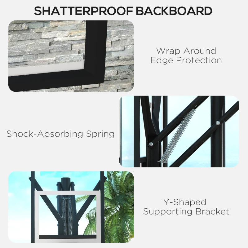 Adjustable 6-Level Freestanding Basketball Hoop - Black