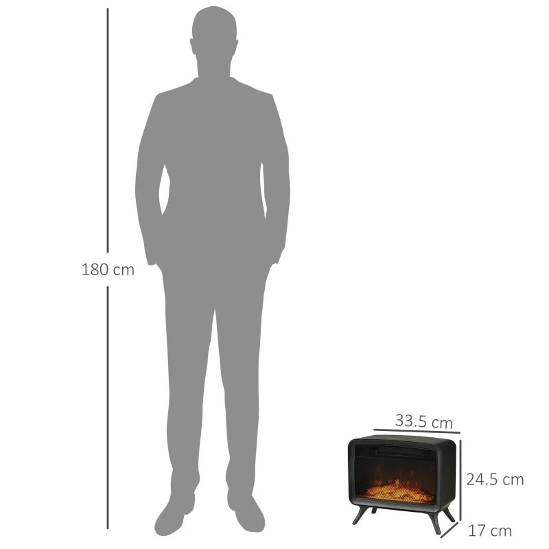 Electric Fireplace Stove, White, LED Flame Effect, 800W/1600W